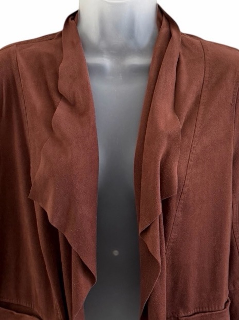Max Studio Rust Open-Front Draped Cardigan - Picture 5 of 8